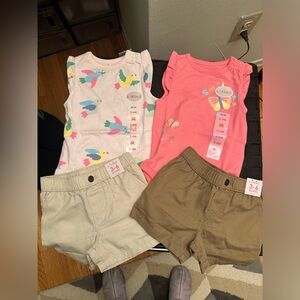 Garanimals One piece x2 & Shorts x2  3-6 Months butterfly\bird